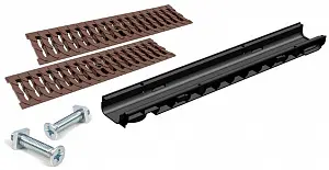 Комплект: Лоток Европартнер 60 мм с пластиковыми решетками коричневыми "Ромбы" 1 метр 0